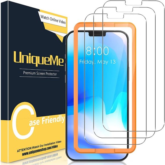 [3 Pack] iPhone 12 / 12 Pro Tempered Glass Screen Protector + Installation Frame - Picture 1 of 7